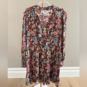 FRNCH Paris Adellia Expression Woven Floral Patterned Boho Dress Small